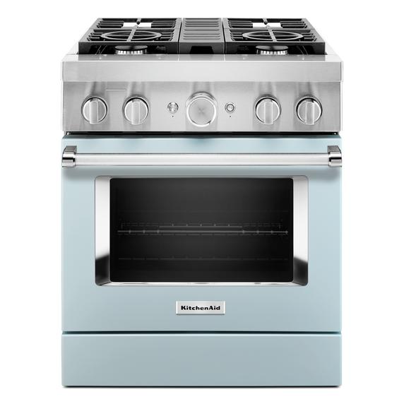 KitchenAid® 30'' Smart Commercial-Style Dual Fuel Range with 4 Burners KFDC500JMB