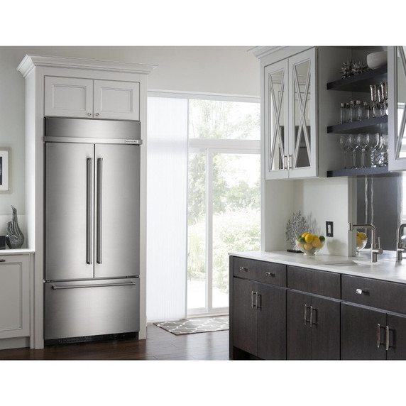 Kitchenaid® 24.2 Cu. Ft. 42" Width Built-In Stainless French Door Refrigerator with Platinum Interior Design KBFN502ESS