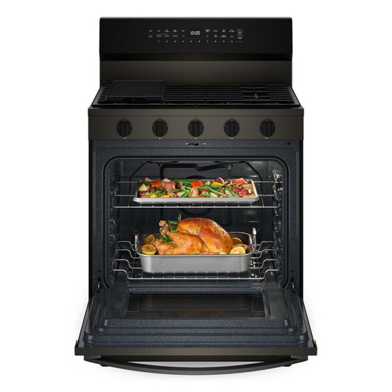 Whirlpool® 30-inch Smart Gas Range with Air Cooking Technology, Steam/Self Cleaning, Rapid Preheat 5.3 CuFt Capacity WFGS7530RV