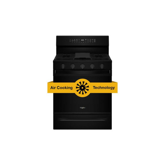 Whirlpool® 30-inch Smart Gas Range with Air Cooking Technology, Steam/Self Cleaning, Rapid Preheat 5.3 CuFt Capacity WFGS7530RB