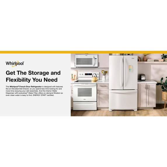 Whirlpool® 36-Inch Wide Counter-Depth French Door Bottom Mount Refrigerator - 20 cu. ft. WRFC2036RW