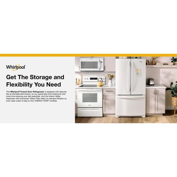Whirlpool® 36-Inch Wide Counter-Depth French Door Bottom Mount Refrigerator - 20 cu. ft. WRFC2036RW