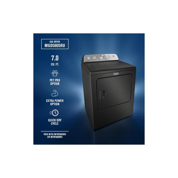 Maytag® 7.0 Cu Ft. Load Gas Dryer with Extra Power and Pet Pro Option MGD5605RU Maytag® 7.0 Cu Ft. Load Gas Dryer with Extra Power and Pet Pro Option MGD5605RU