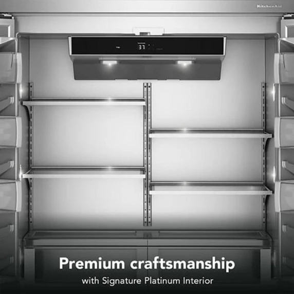 Kitchenaid® 24.2 Cu. Ft. 42" Built-In French Door Bottom Mount Refrigerator with Platinum Interior KBFN542SJP