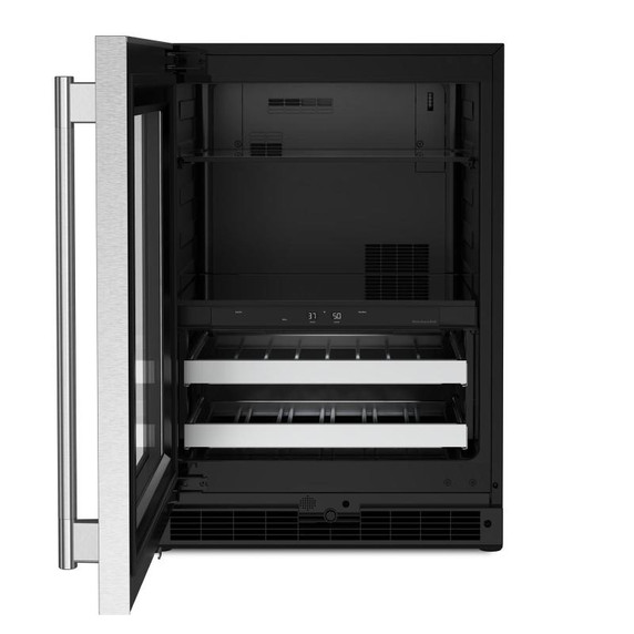 Kitchenaid® 24" Beverage Center with Glass Door and Metal-Front Racks KUBL524SSB