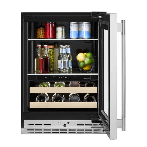 Kitchenaid® 24" Beverage Center with Glass Door and Wood-Front Racks KUBR524SPS