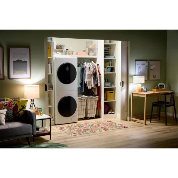Whirlpool® 24-in Compact ENERGY STAR® Certified Ventless Heat Pump Laundry Tower with 3.2-cu. ft. I.E.C. Washer and Electric 4.3-cu ft Dryer YWFH5424SW
