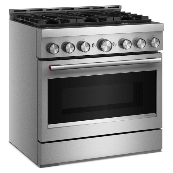 KitchenAid® 36-Inch 6 Burner Commercial-Style Gas Range with No Preheat Air Fry Mode KFGS936SSS