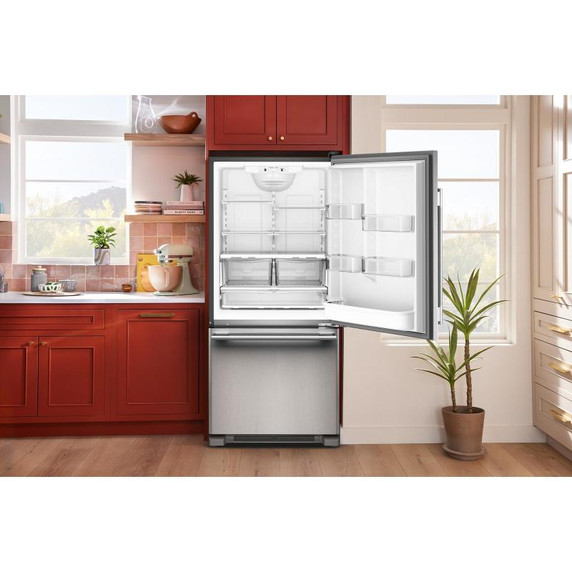 Kitchenaid® 19 Cu. Ft. 30-Inch Standard-Depth Bottom Mount Refrigerator with Right Door Swing KRBR130SPS