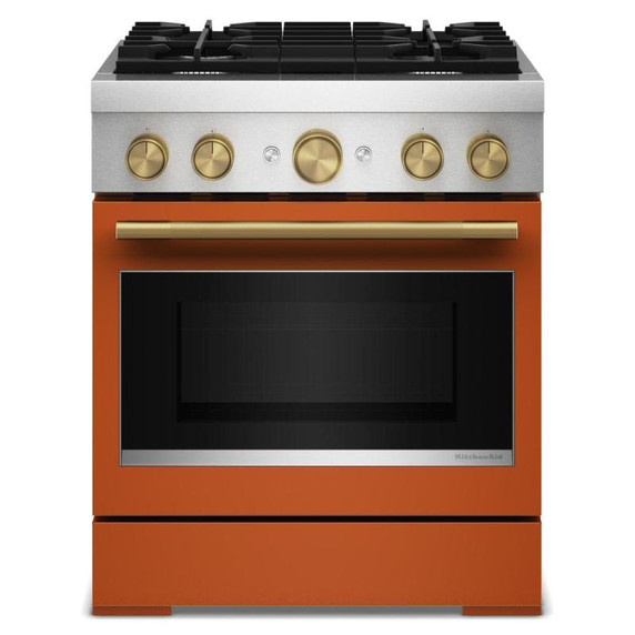 Kitchenaid® 30-Inch 4 Burner Commercial-Style Dual Fuel Range with No Preheat Air Fry Mode KFDS930SSC