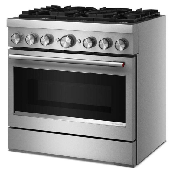 KitchenAid® 36-Inch 6 Burner Commercial-Style Dual Fuel Range with No Preheat Air Fry Mode KFDS936SSS
