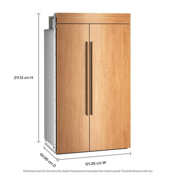 Kitchenaid® 30 Cu. Ft. 48" Built-In Panel-Ready Side-by-Side Refrigerator with Platinum Interior KBSN748TPA