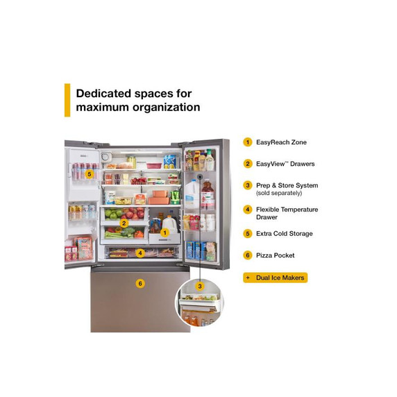 Whirlpool® 36-inch Wide True Counter Depth 3-Door French Door Refrigerator - 23.4 cu. ft. WRFC5236RZ