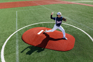 Portolite red two piece 10 inch pitching game mound.