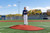 Portolite red two piece 10 inch pitching game mound.