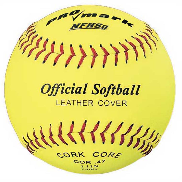 Official Softball Optic Yellow  w/ Cork Core - Dozen