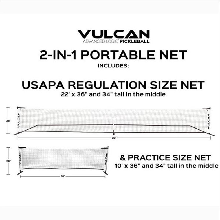 Vulcan Portable Pickleball 2-in-1 Net Syst