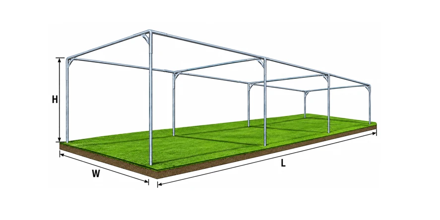 35-foot batting cage frame with four arches