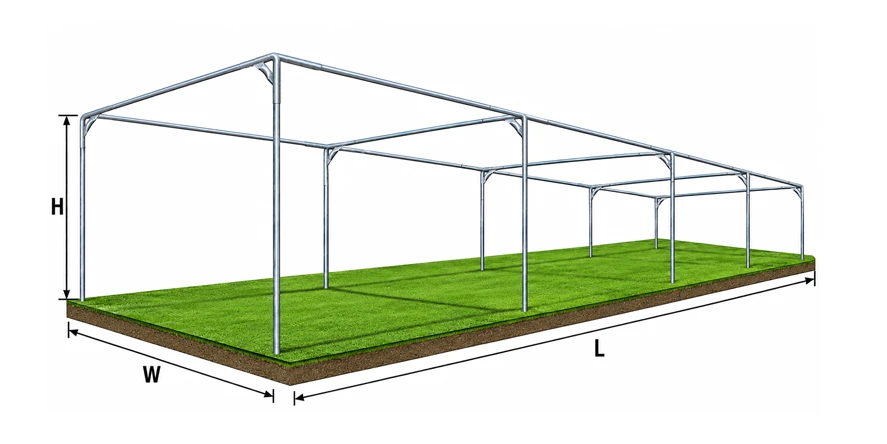 55-foot batting cage frame with five arches