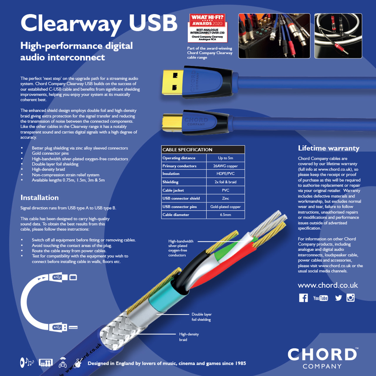 豊富な即納CHORD COMPANY Clearway USB A-B 3M その他