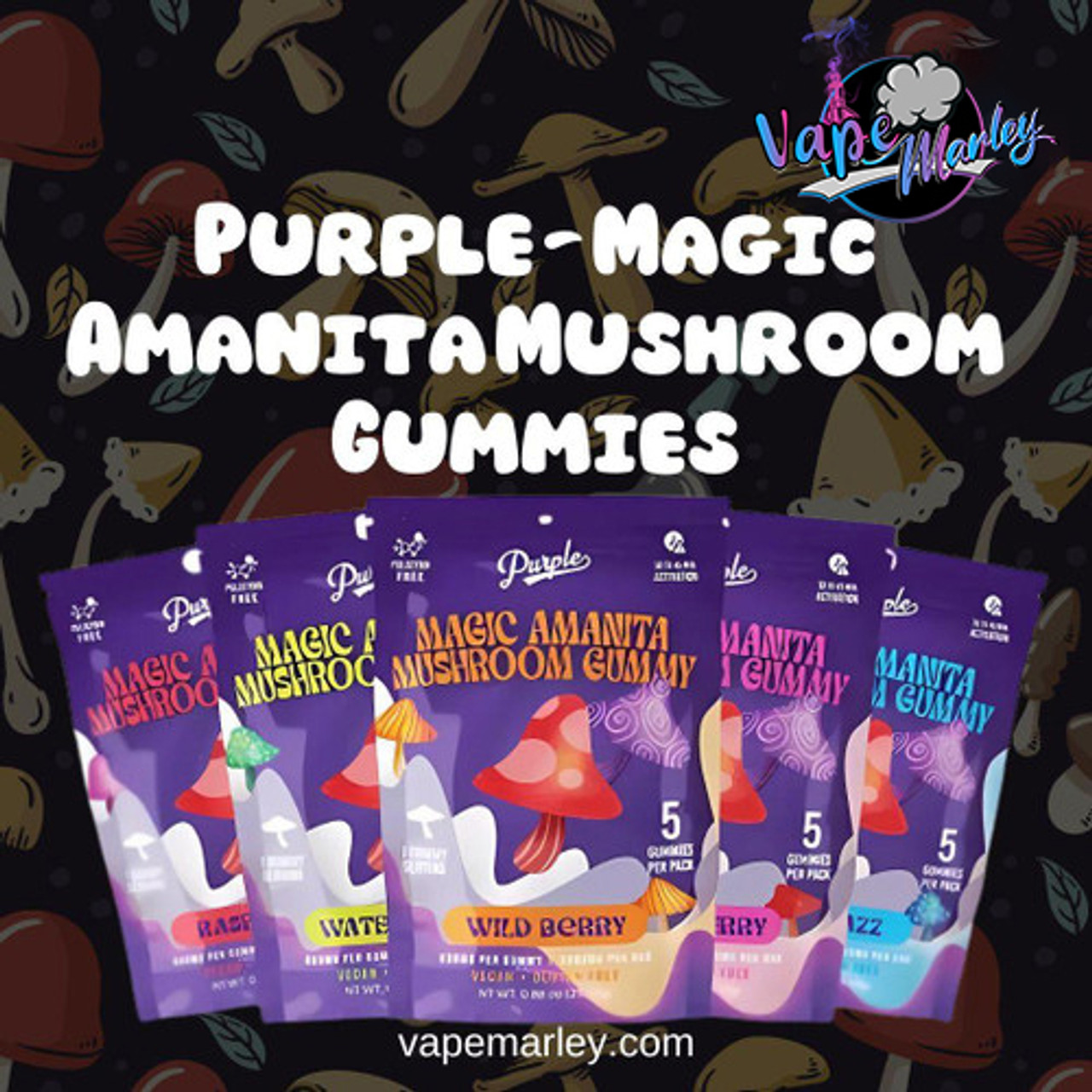 Purple - Magic Amanita Mushroom Gummies - 3000MG