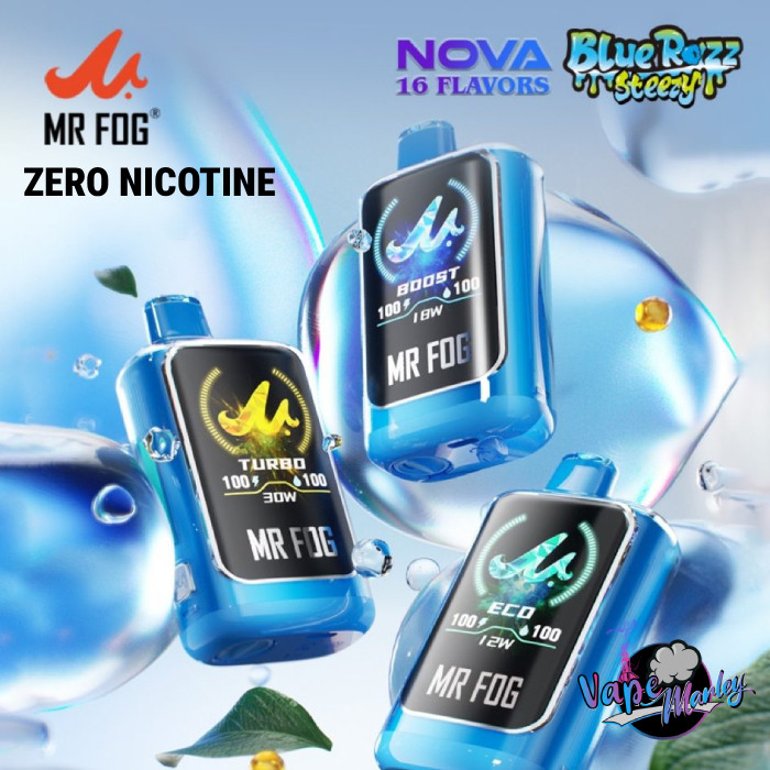 mr fog nova blue razz steezy 36k puffs Mr Fog Nova Blue Razz Steezy 36K Zero Nicotine