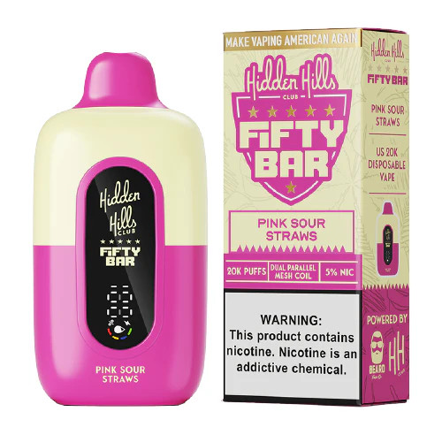 Pink Sour Straws - Fifty Bar V2 20000 Puffs Disposable Device