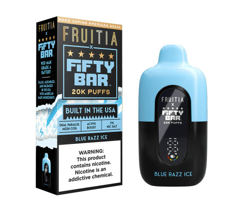 Blue Razz Ice Fifty Bar X Fruitia 20K Puffs Disposable Vape