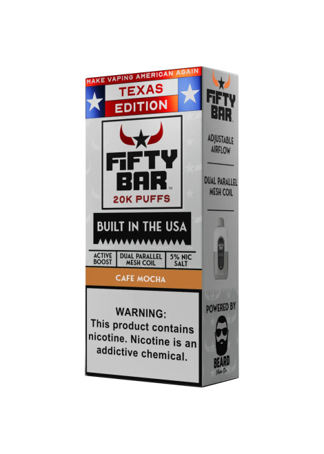 Cafe Mocha Texas X Fifty Bar 20k Puffs Disposable Vape