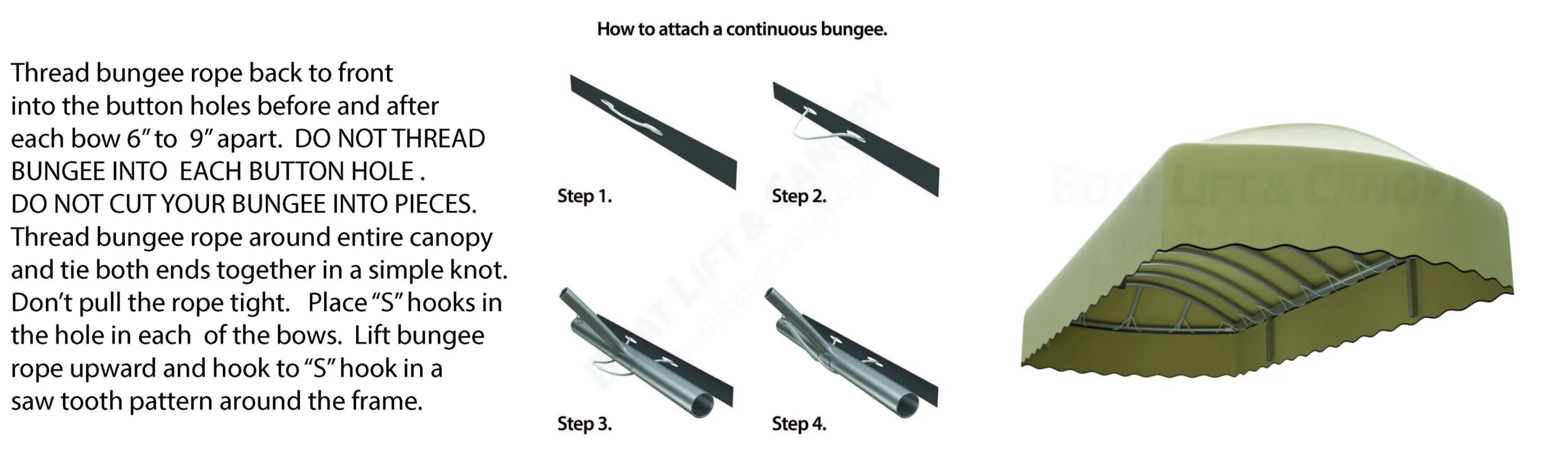 a diagram of how to attach a continuous  bungee