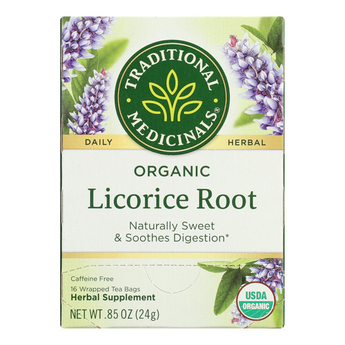 Traditional Medicinals Organic Licorice Root Tea/Herbal Tea - 16 Tea Bags - Case of 6