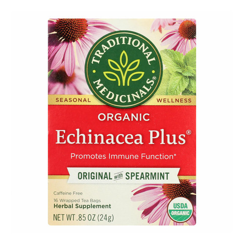 Traditional Medicinals Organic Echinacea Plus Tea/Herbal Tea - 16 Tea Bags - Case of 6