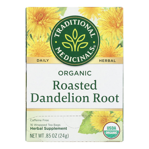 Traditional Medicinals Organic Roasted Dandelion Root Tea/Herbal Tea - 16 Tea Bags - Case of 6