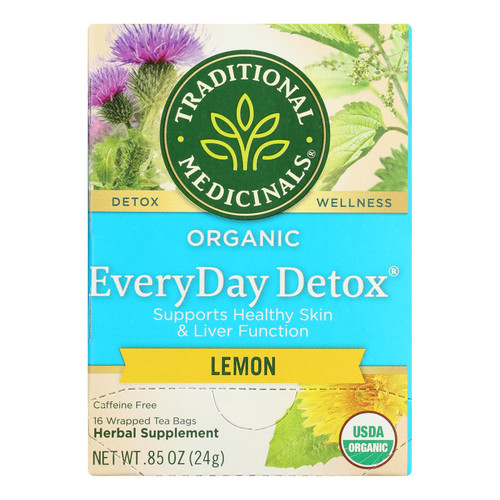 Traditional Medicinals Lemon EveryDay Detox Tea/Herbal Tea - 16 Tea Bags - Case of 6