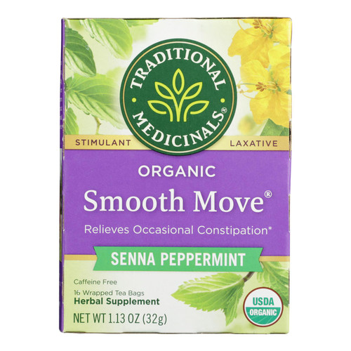 Traditional Medicinals Organic Smooth Move Peppermint Tea/Herbal Tea - 16 Tea Bags - Case of 6