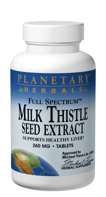 Planetary Herbals Milk Thistle Seed Extract, Full Spectrum 260 mg Tablets bottle
