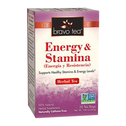 Bravo Tea Energy & Stamina Herbal Tea box, 20 tea bags