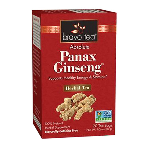 Bravo Tea Absolute Panax Ginseng Herbal Tea box, 20 tea bags