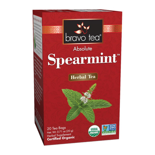 Bravo Tea Absolute Organic Spearmint Herbal Tea box, 20 tea bags