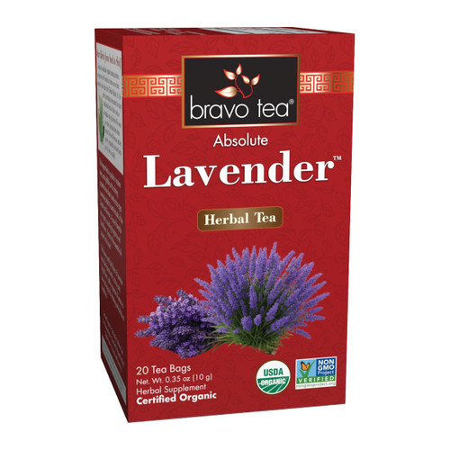 Bravo Tea Absolute Organic Lavender Herbal Tea box, 20 tea bags