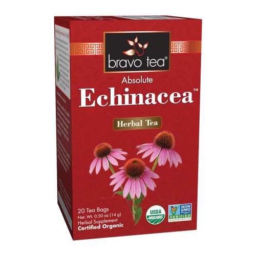 Bravo Tea Absolute Organic Echinacea Herbal Tea box, 20 tea bags
