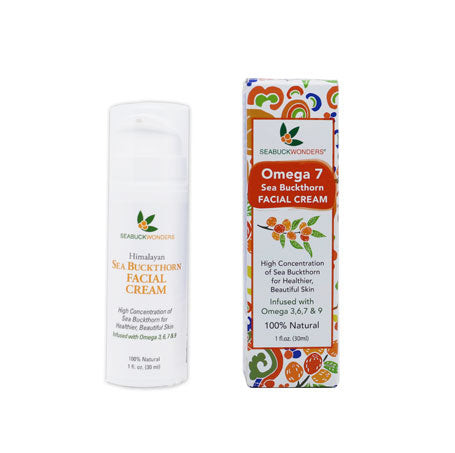 SeabuckWonders Omega 7 Sea Buckthorn Facial Cream 1 fl oz pump bottle and box