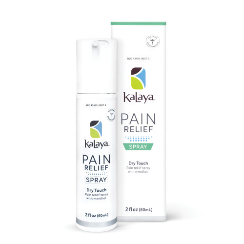 KaLaya Pain Relief Spray Dry Touch 2 fl oz bottle and box