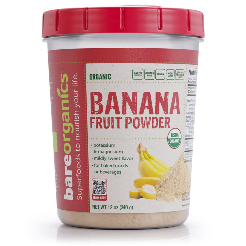 BareOrganics Organic Banana Fruit Powder, Gluten-Free & Vegan, 12 oz