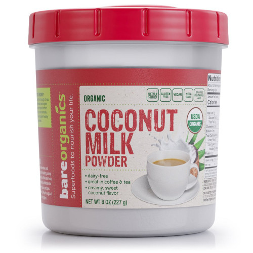 BareOrganics Organic Coconut Milk Powder, Dairy-Free Creamer, 8 oz