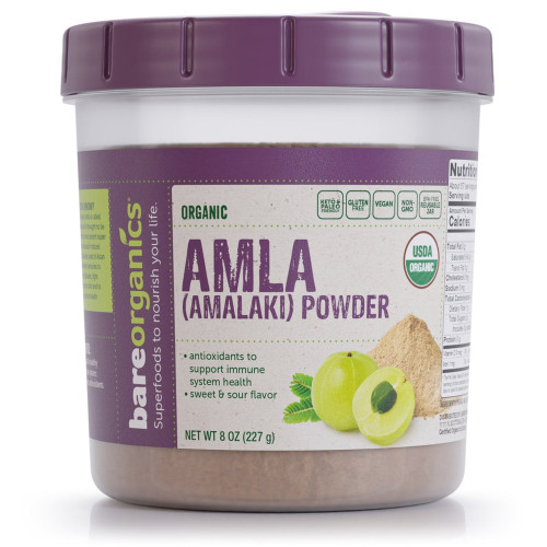 BareOrganics Organic Amla (Amalaki) Indian Gooseberry Powder, 8 oz