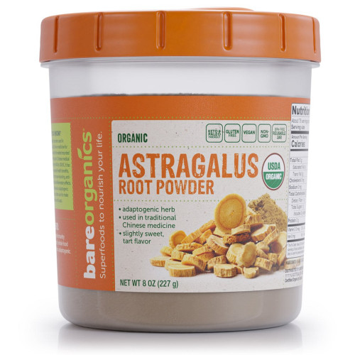 BareOrganics Organic Astragalus Root Powder, Raw & Vegan, 8 oz