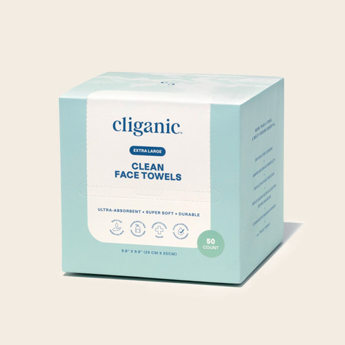 Cliganic Clean Face Towels, Disposable XL, 50 Count