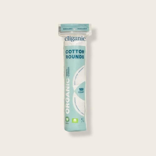 Cliganic Organic Cotton Rounds, Double-Sided, 100 Count