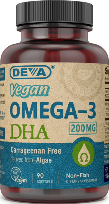 Deva Vegan Omega-3 DHA 200 mg from Algae, 90 Vegan Softgels